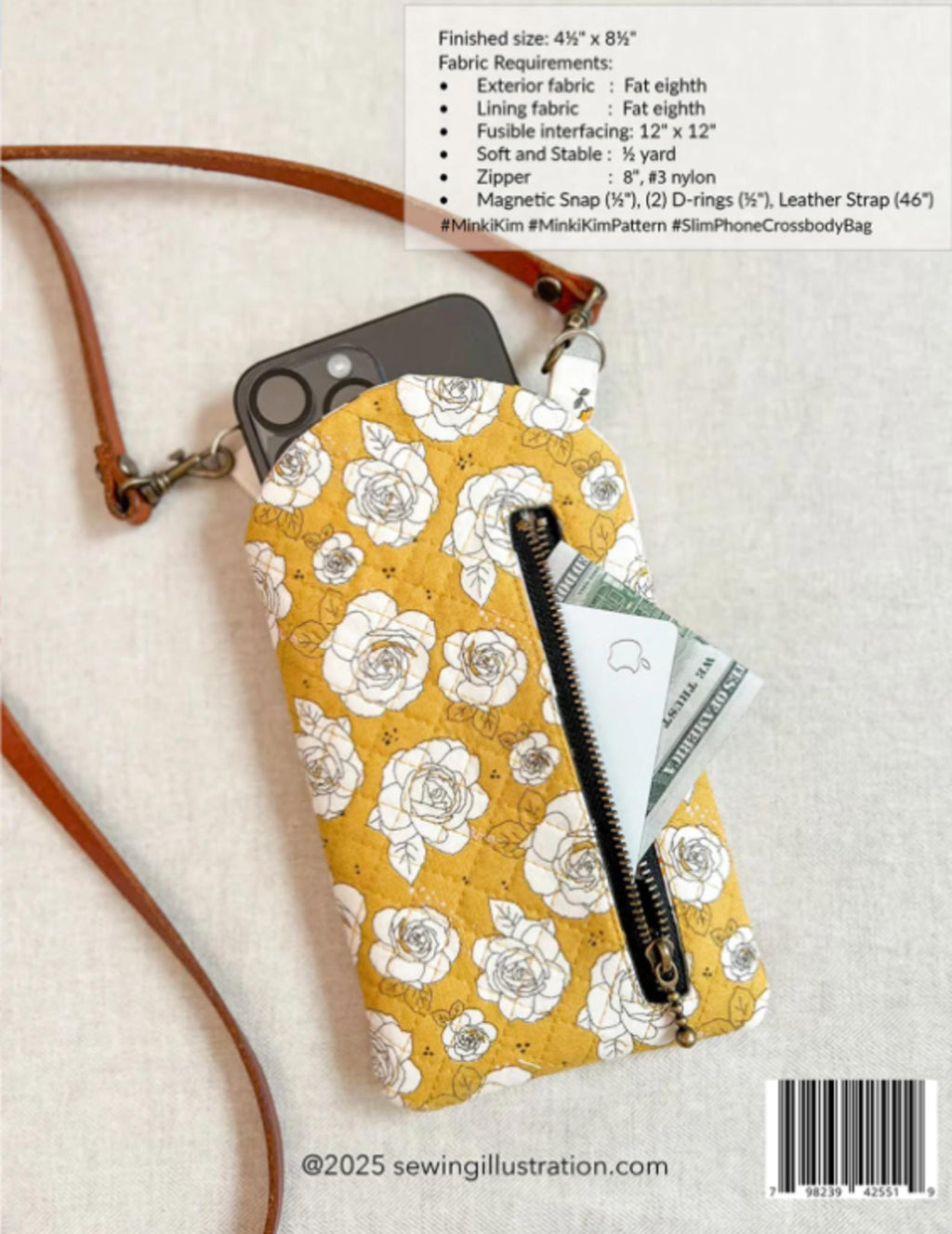 Slim Phone Crossbody Bag Pattern by Minki Kim