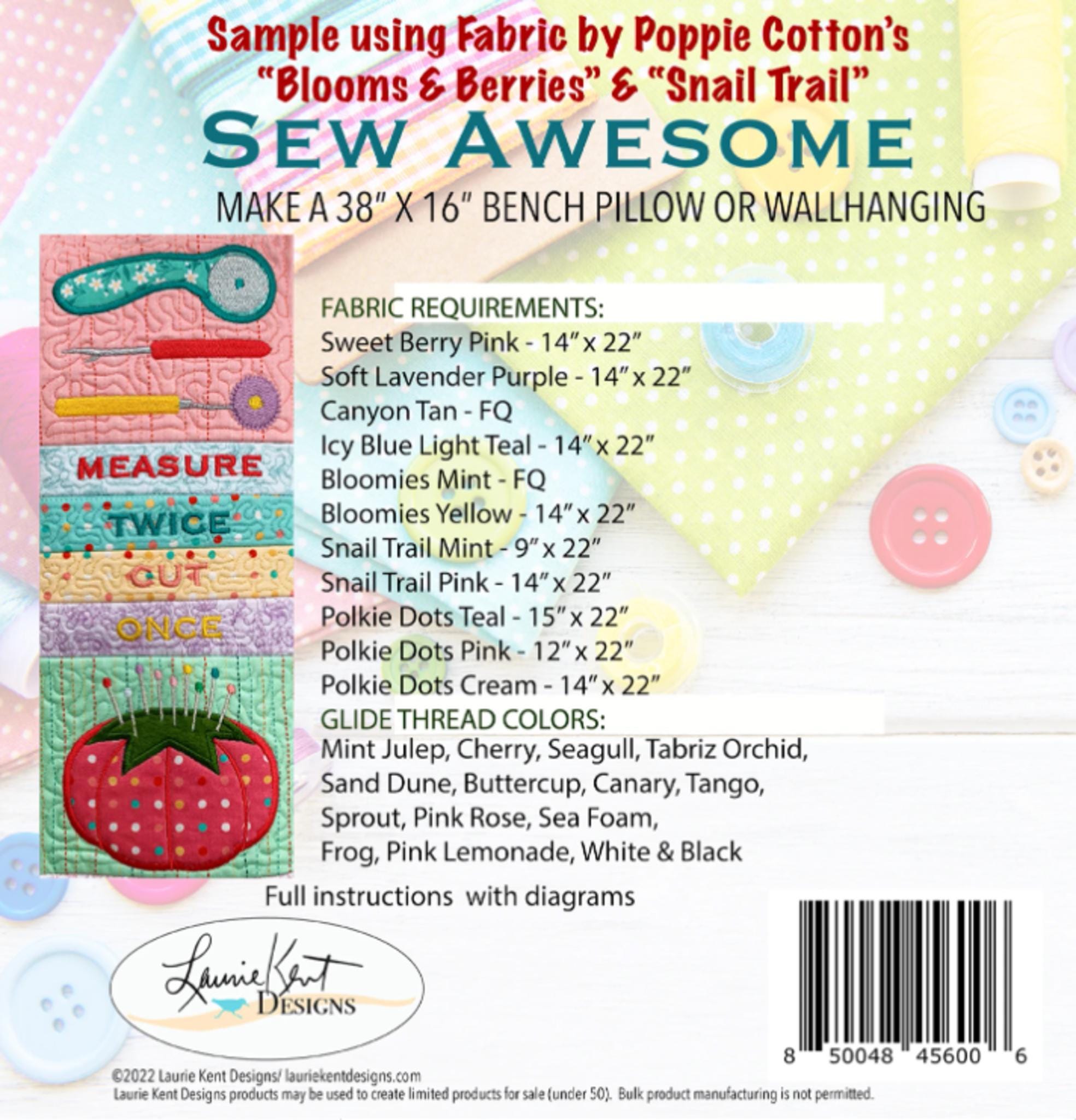 Sew Awesome Machine Embroidery USB from Laurie Kent Designs