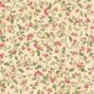 A light cream fabric with a repeating pattern of small red flowers and green leaves on delicate vines.