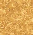 A golden-brown fabric with a swirling, ornate pattern resembling damask or filigree.