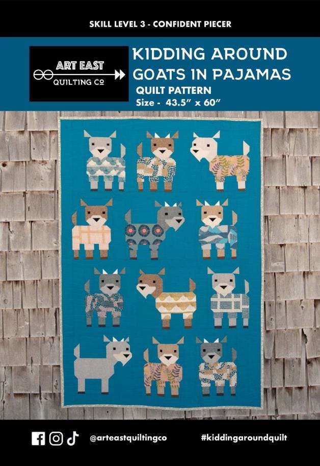 Kidding Around Goats in Pajamas Quilt Pattern by Art East - 43' x 60" - QuiltingJoyPDX