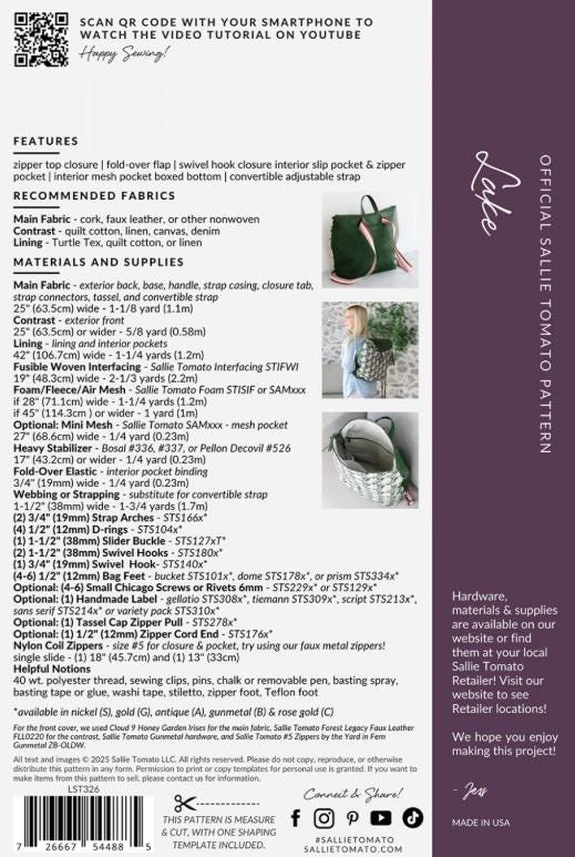 Lake Bag Pattern from Sallie Tomato - QuiltingJoyPDX