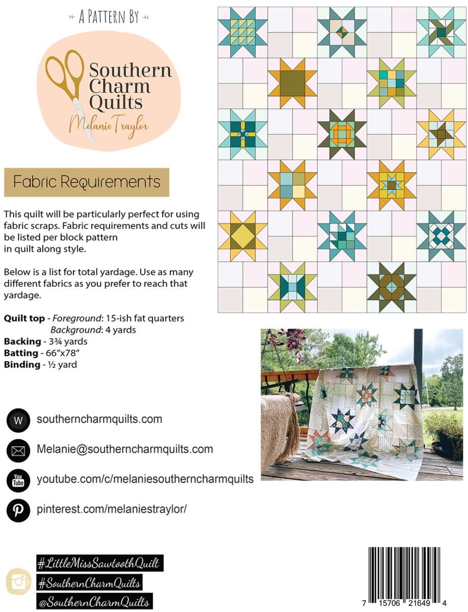 Little Miss Sawtooth Quilt Pattern designed by Melanie Traylor - QuiltingJoyPDX