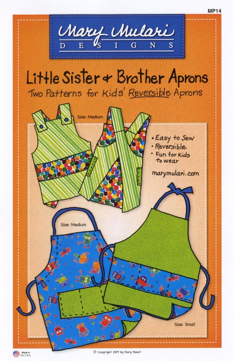 Little Sister & Brother Apron Sewing Pattern by Mary Mulari – Children’s Reversible Apron - QuiltingJoyPDX