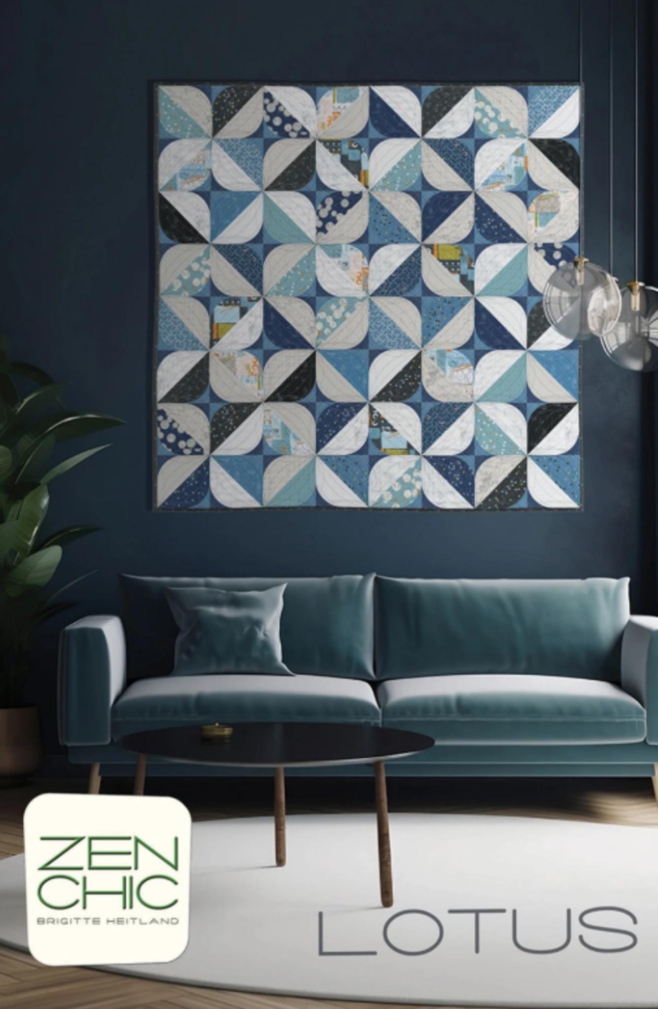 Lotus Quilt Pattern by Brigitte Heitland - 85" x 65" - QuiltingJoyPDX