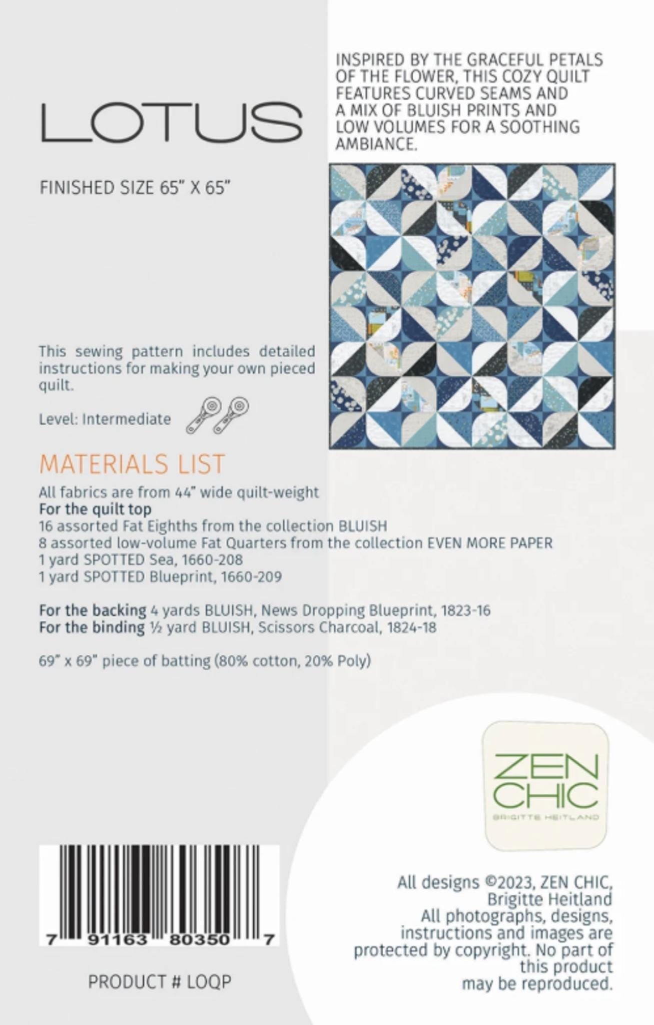 Lotus Quilt Pattern by Brigitte Heitland - 85" x 65" - QuiltingJoyPDX