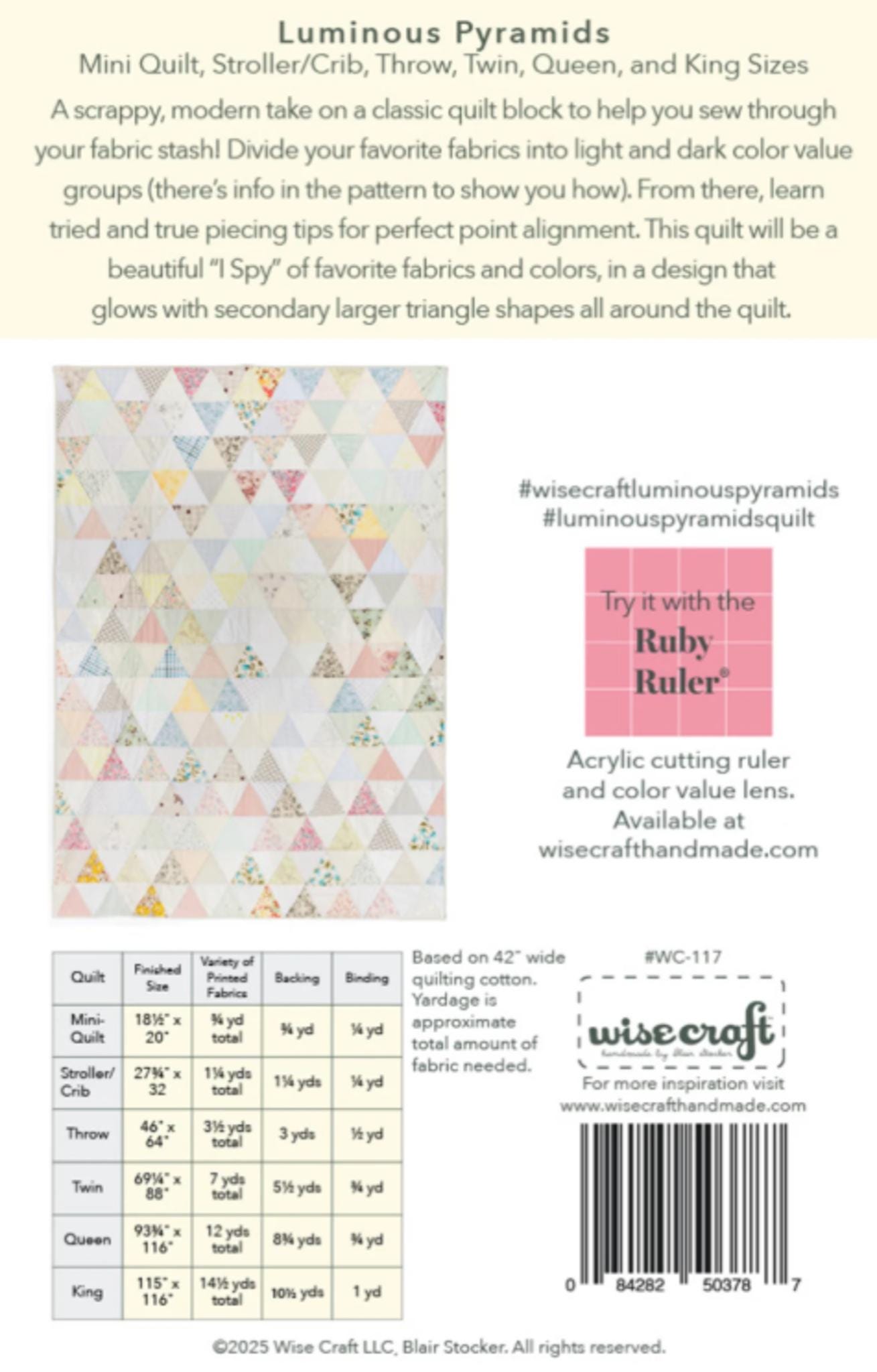 Luminous Pyramids Quilt Pattern by Blair Stocker includes instructions for six sizes. - QuiltingJoyPDX