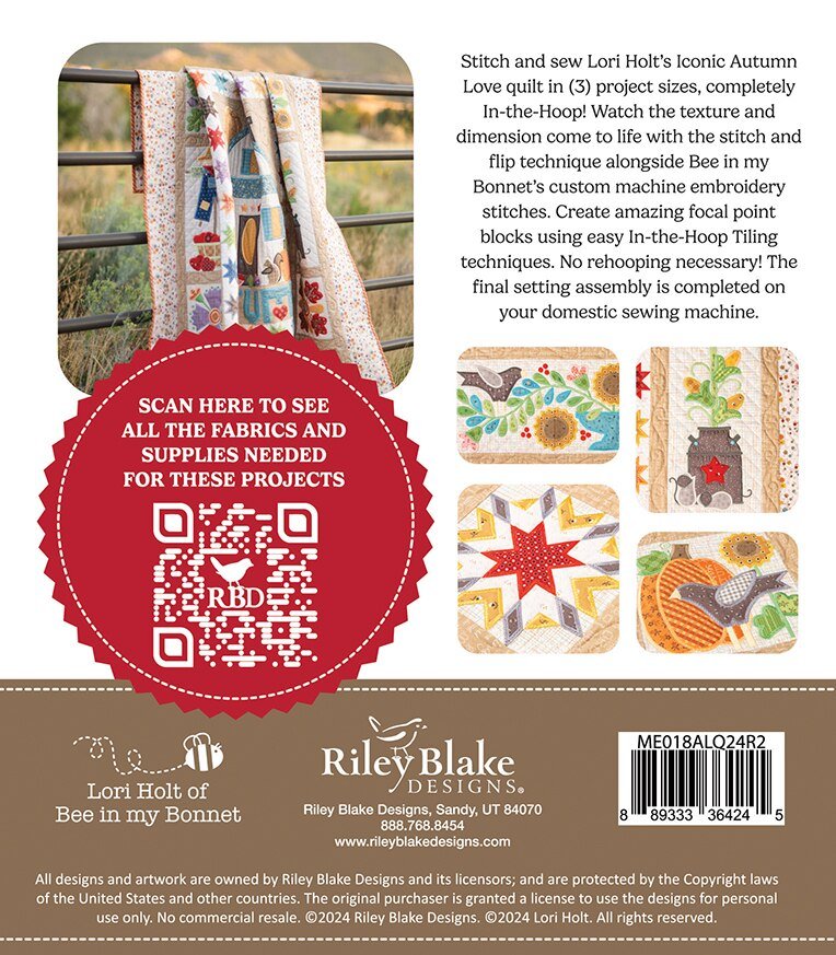 Machine Embroidery Autumn Love Quilt Projects - QuiltingJoyPDX
