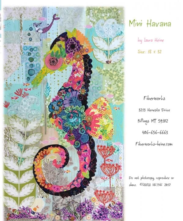 Mini Havana Seahorse Collage Quilt Patterns by Laura Heine -finished size 18" x 32" - QuiltingJoyPDX