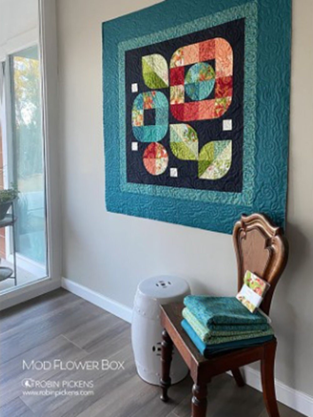 Mod Flower Box Quilt Pattern by Robin Pickens. Layer Cake and Fat Quarter Friendly. - QuiltingJoyPDX