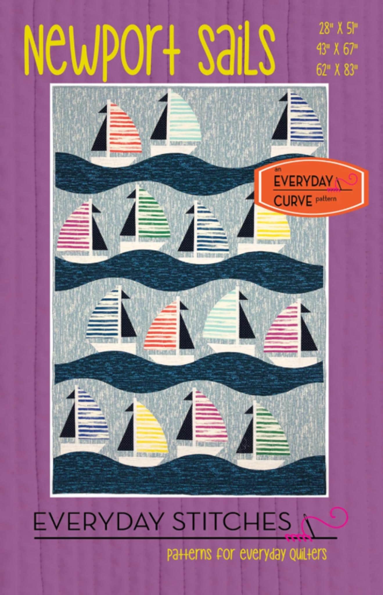 Newport Sails Quilt Pattern by Everyday Stitches - 3 sizes included - QuiltingJoyPDX