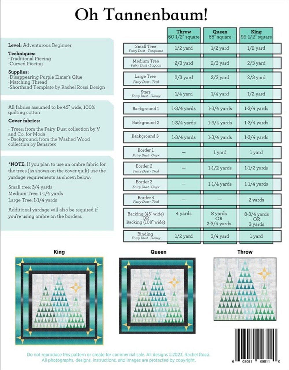 Oh Tannnenbaum! Quilt Pattern designed by Rachel Rossi - QuiltingJoyPDX