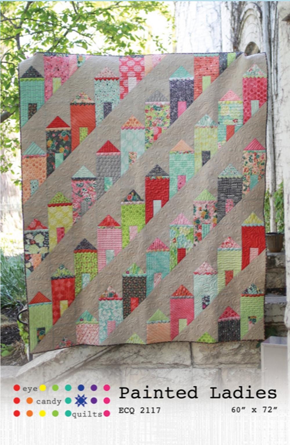 Painted Ladies Quilt Pattern from Candy Quilts - Finished size 60" x 72" - QuiltingJoyPDX