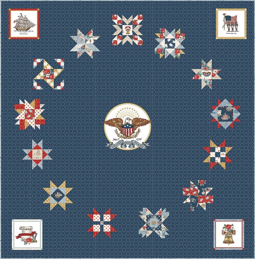 Patriotic Quilt Kit, Independence Block of the Month with Vibrant Fabrics - QuiltingJoyPDX
