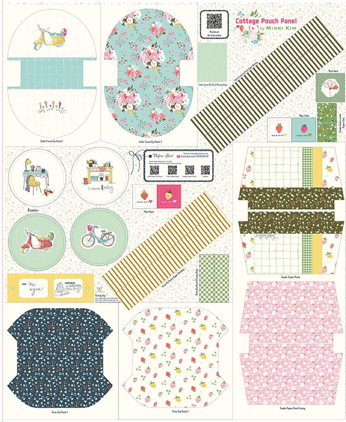 Pouch Panels Cottage Pouch Panel by Minki Kim - QuiltingJoyPDX