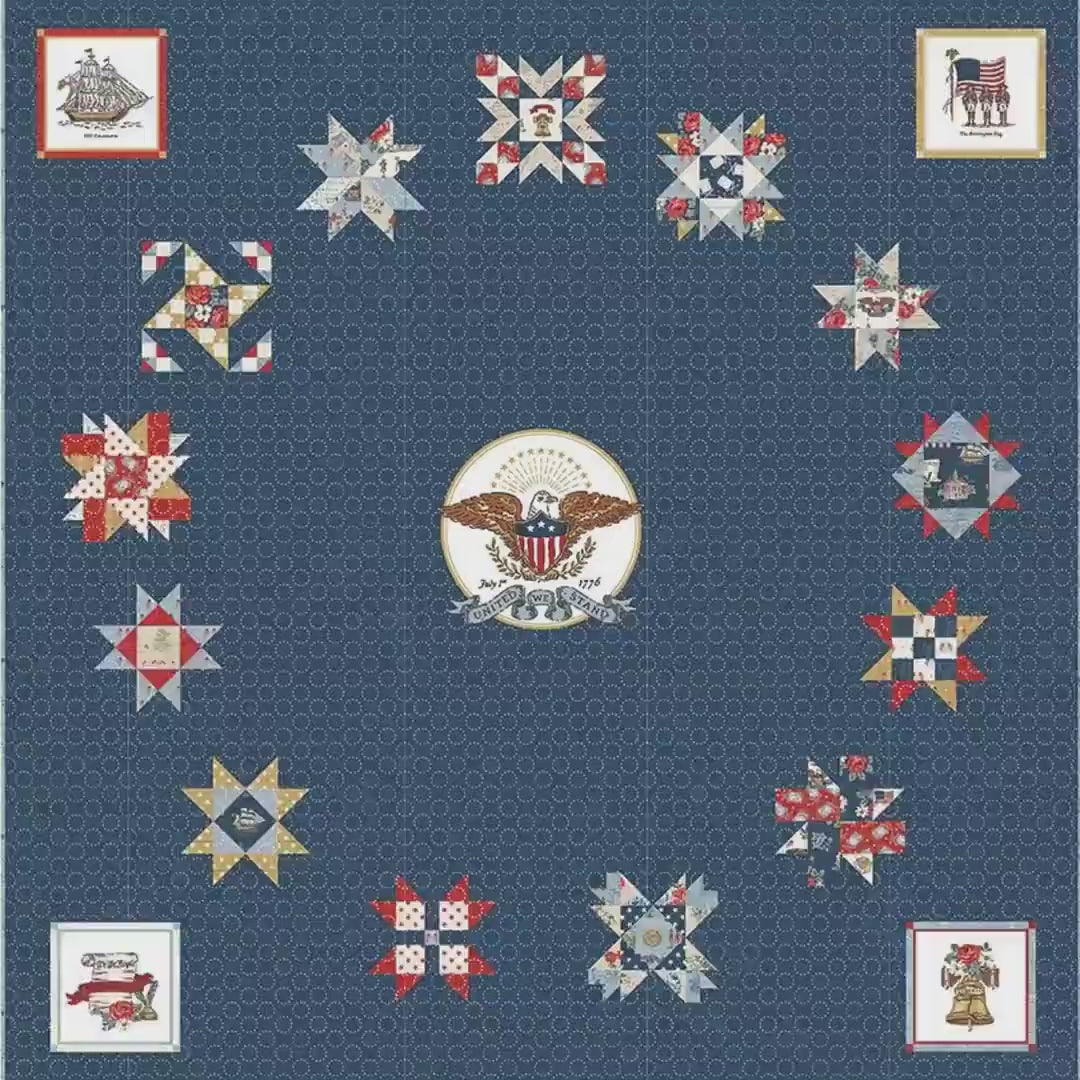 Patriotic Quilt Kit, Independence Block of the Month with Vibrant Fabrics