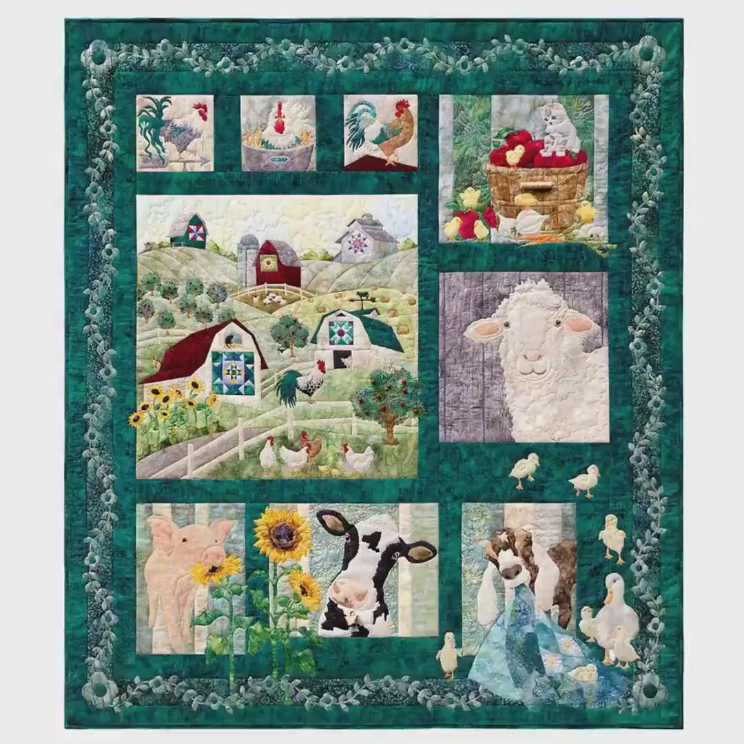Farm Quilt Kit by McKenna Ryan - Complete Appliqué Set with Teal Borders