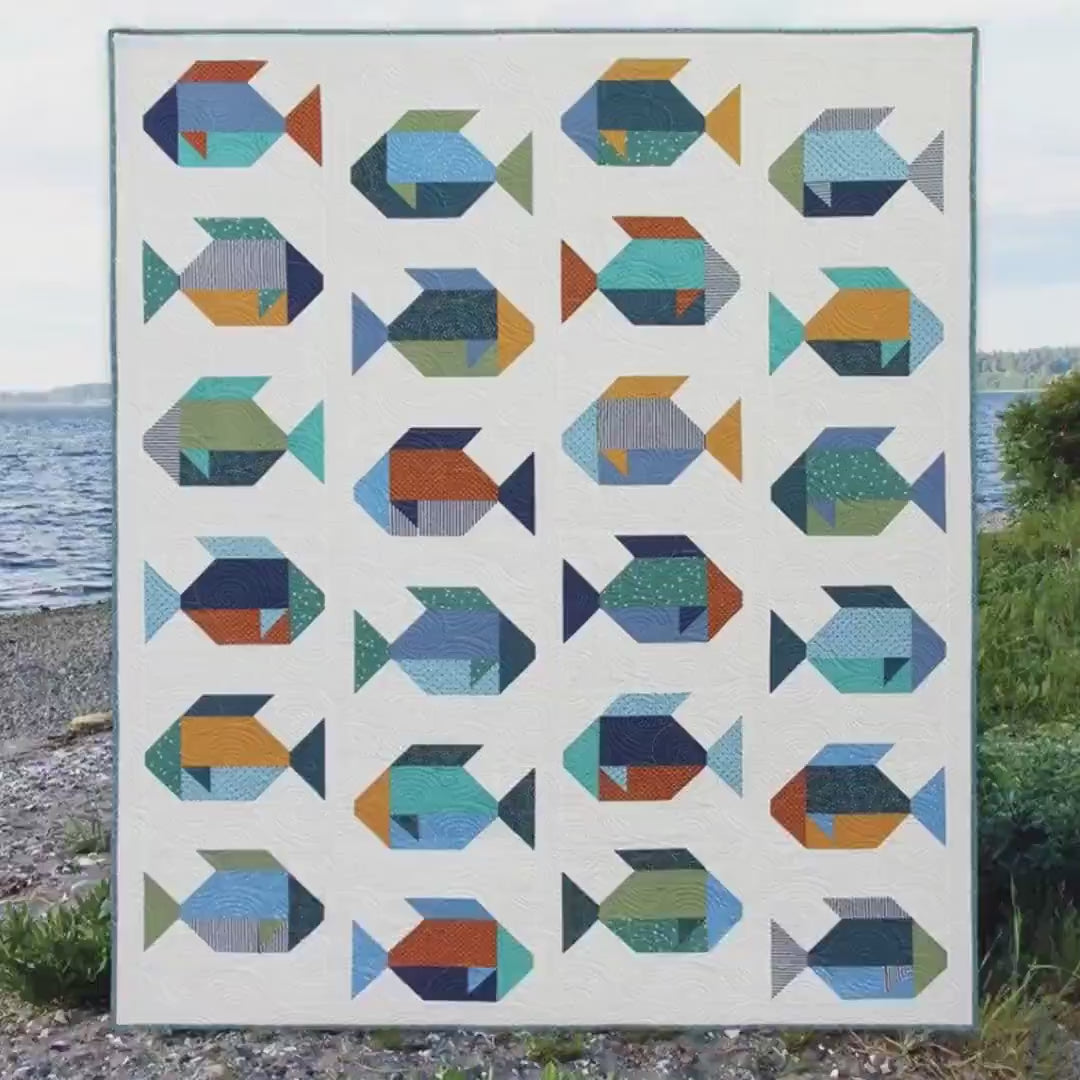 Fish Quilt Pattern, Easy Fat Quarter Design in 3 Sizes
