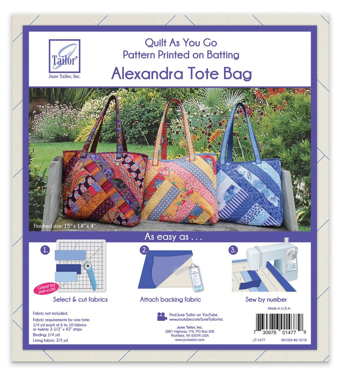 Quilt As You Go Tote Bag - Alexandra Design from June Tailor - QuiltingJoyPDX
