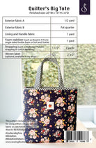 Quilter's Big Tote Pattern - QuiltingJoyPDX