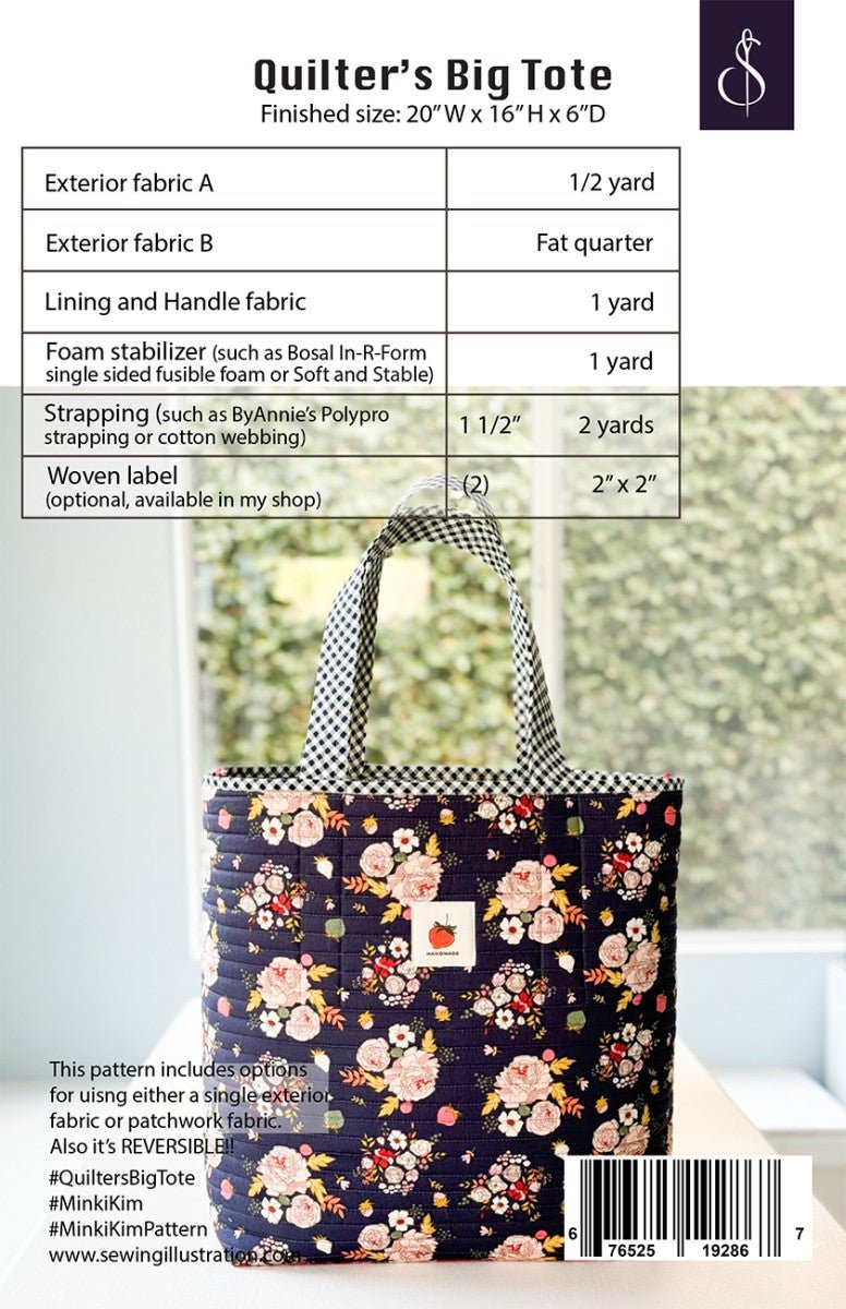 Quilter's Big Tote Pattern - QuiltingJoyPDX