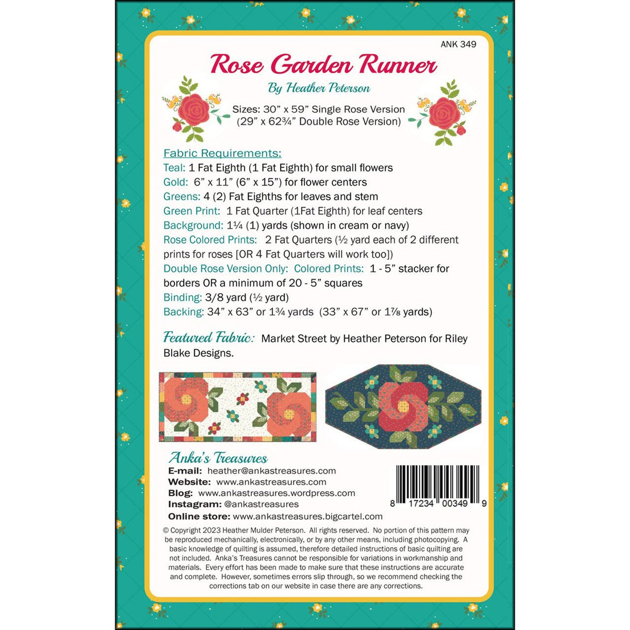 Rose Garden Runner Pattern - QuiltingJoyPDX