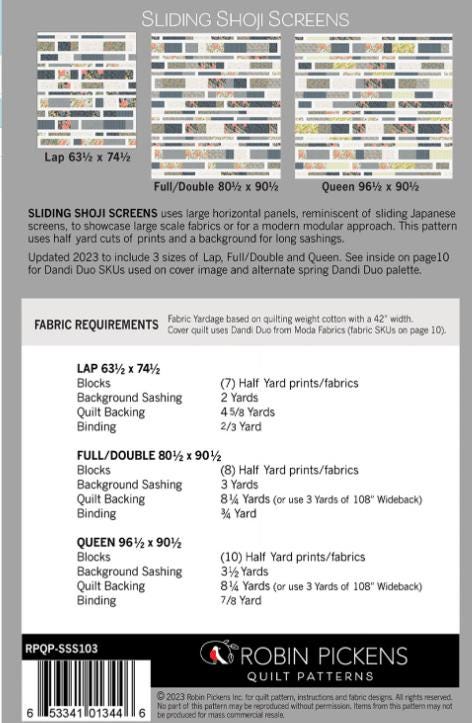 Sliding Shoji Screens Quilt Pattern by Robin Pickens. Three sizes included - Precut Friendly. - QuiltingJoyPDX