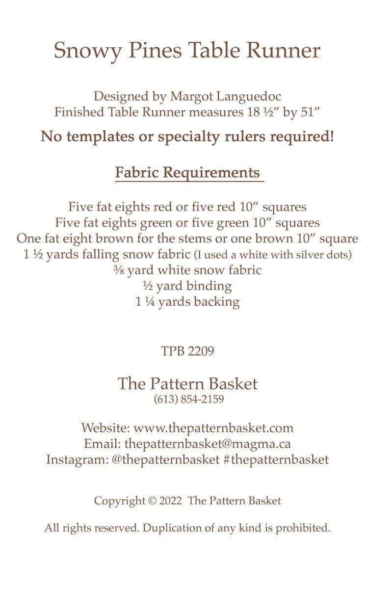 Snowy Pines Table Runner Quilt Pattern - QuiltingJoyPDX