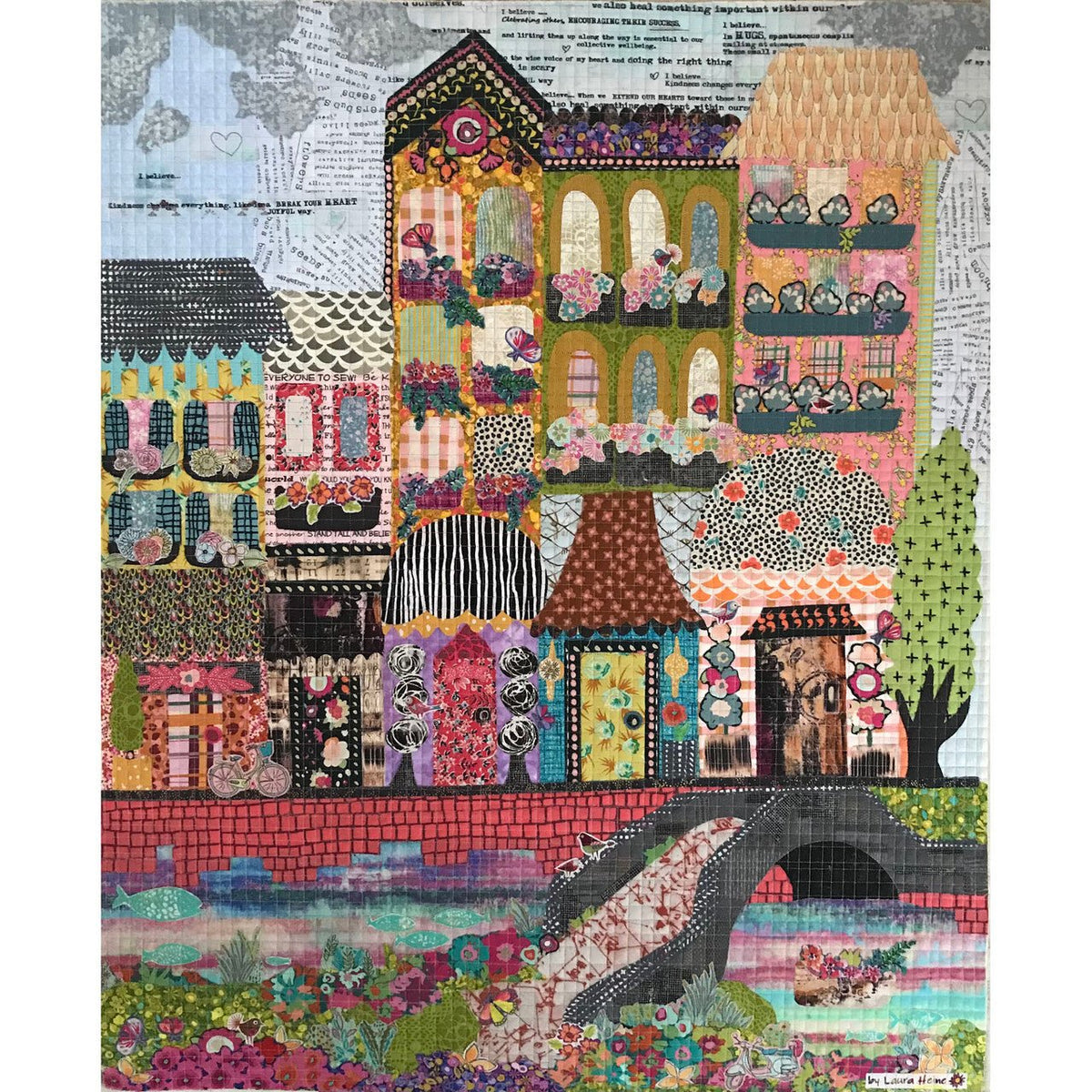 Spanish Houses Collage Quilt Pattern by Laura Heine (28" x 34") - QuiltingJoyPDX