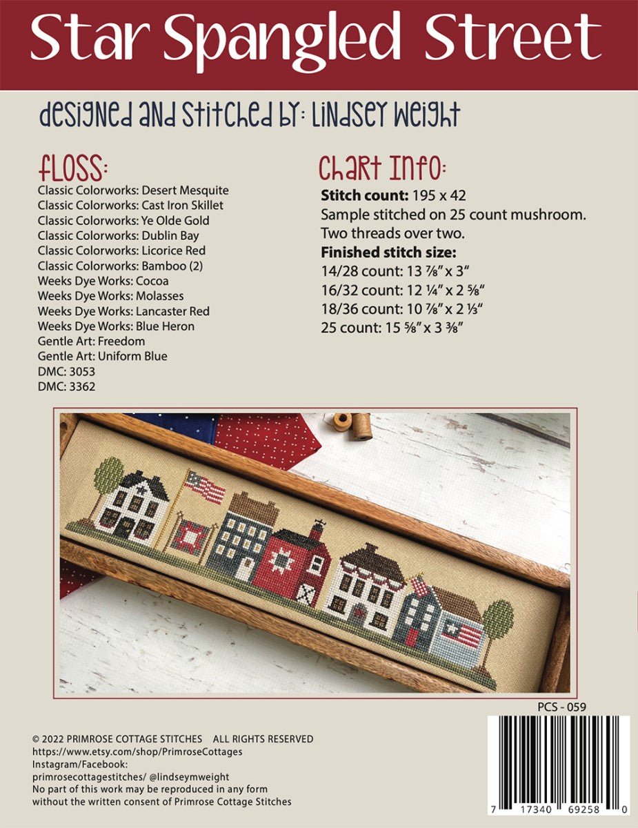 Star Spangled Street Cross Stitch Pattern - QuiltingJoyPDX
