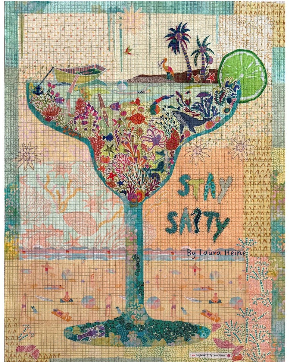Stay Salty Margarita Collage Pattern by Laura Heine - QuiltingJoyPDX