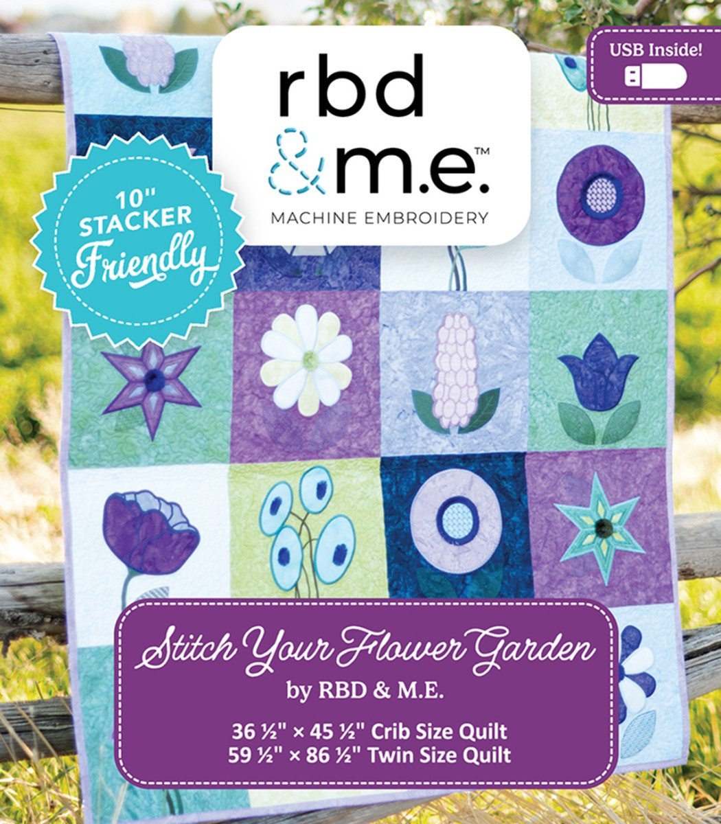 Stitch Your Flower Garden Quilt – Machine Embroidery Pattern, RBD & ME Vol. 3 (Riley Blake) - QuiltingJoyPDX
