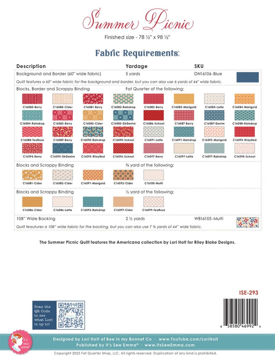 Summer Picnic Quilt Pattern - QuiltingJoyPDX