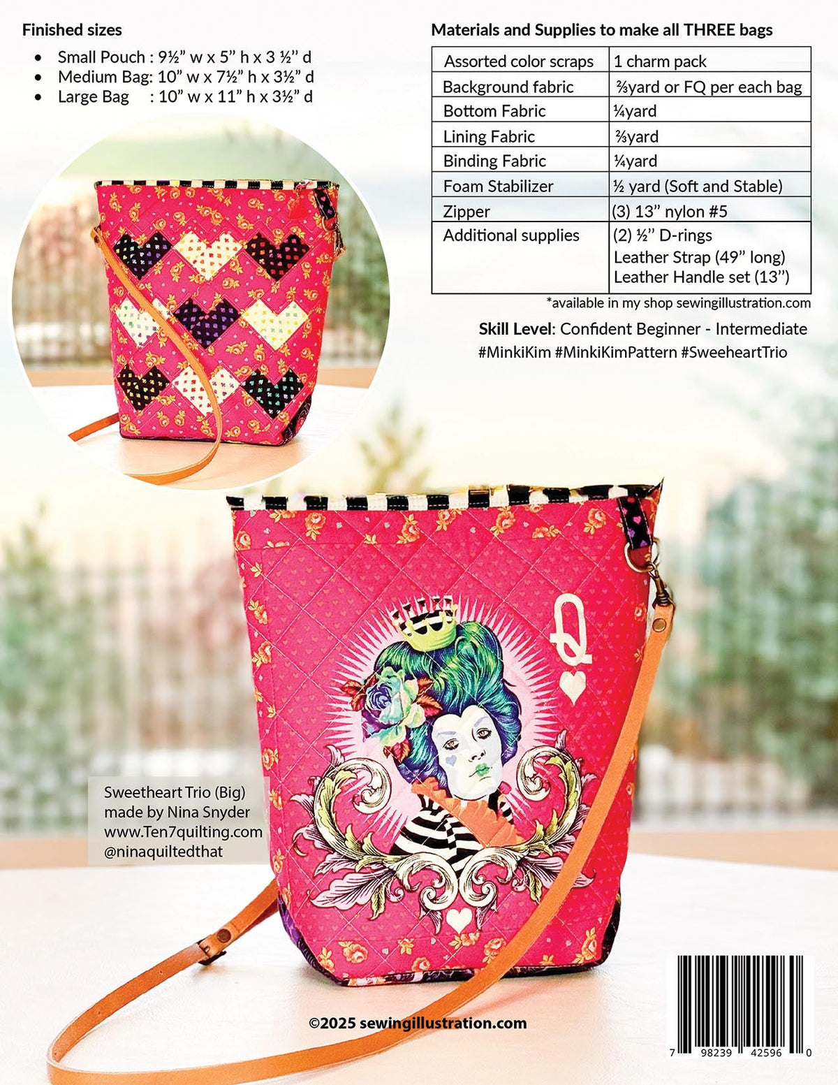 Sweetheart Trio Pouch Pattern by Minki Kim - QuiltingJoyPDX