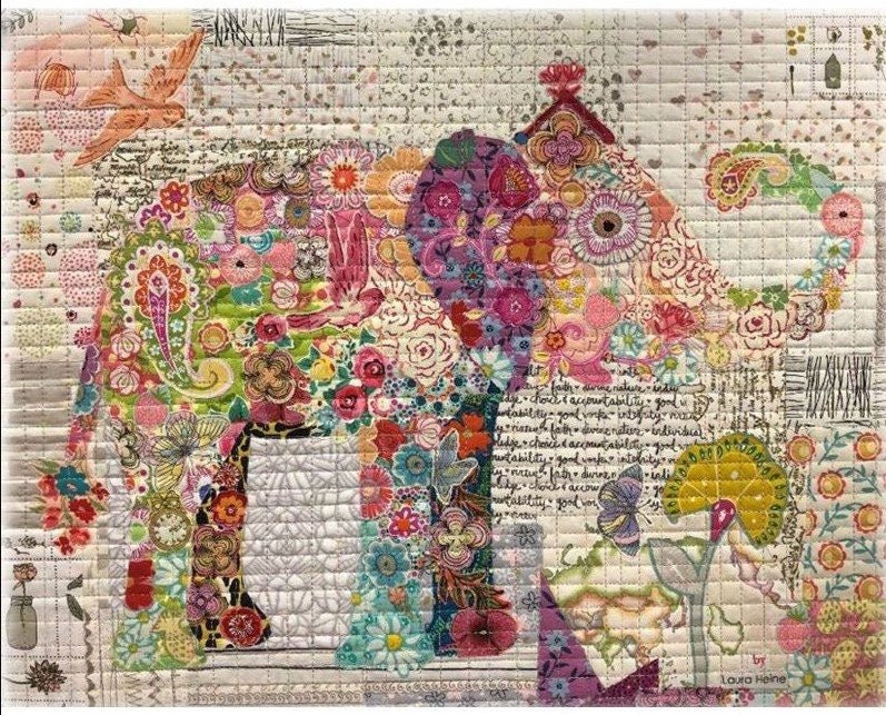 Teeny Tiny Collage Quilt Patterns 1 by Laura Heine - Dress, Fish, Elephant - QuiltingJoyPDX