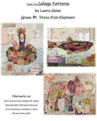Teeny Tiny Collage Quilt Patterns 1 by Laura Heine - Dress, Fish, Elephant - QuiltingJoyPDX