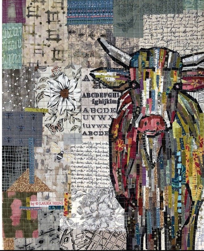 Teeny Tiny Collage Quilt Patterns by Laura Heine - Group 2 Fox Cow Truck - QuiltingJoyPDX