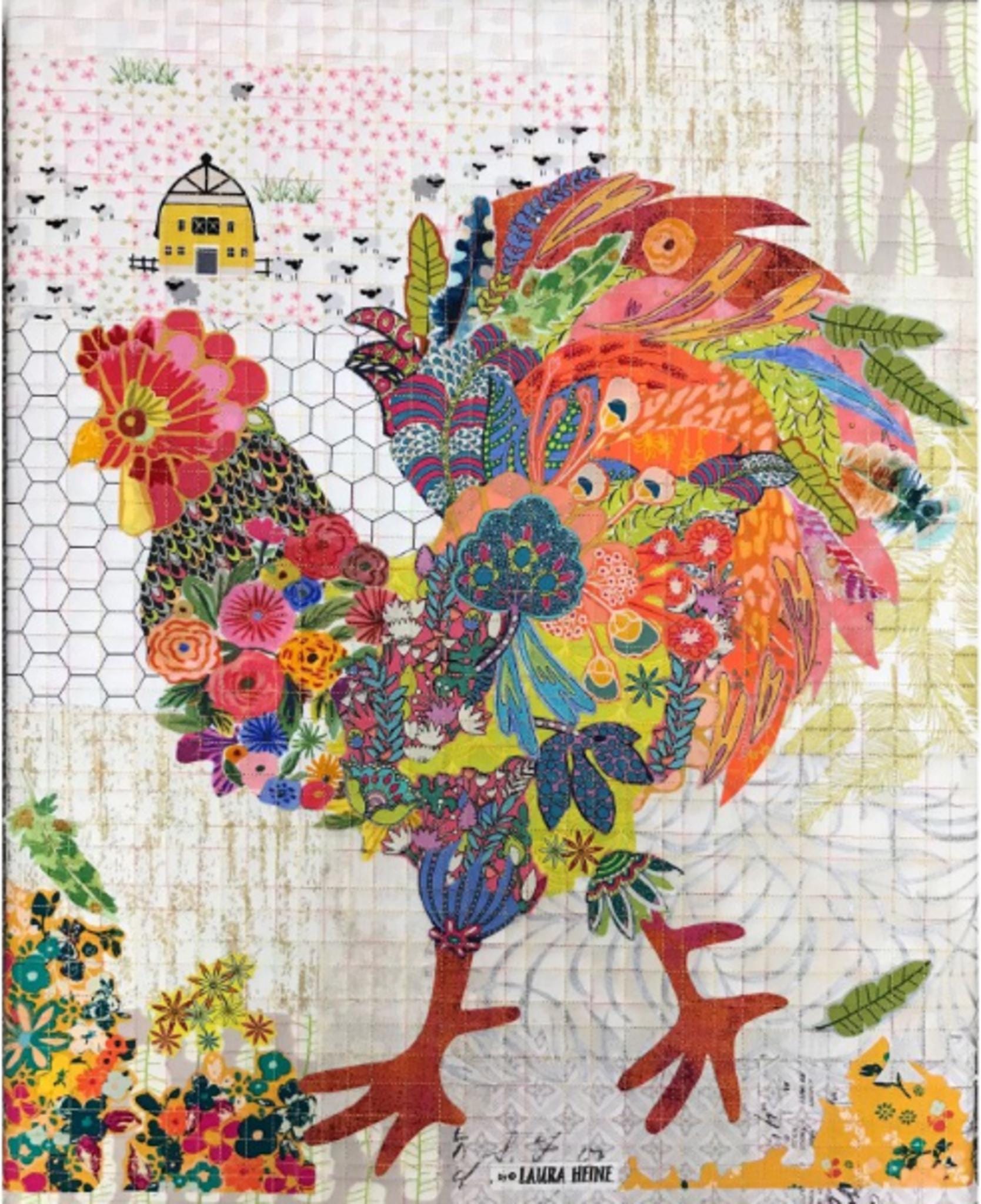 Teeny Tiny Collage Quilt Patterns by Laura Heine - Group 6 Rooster, Hen, and Bee - QuiltingJoyPDX