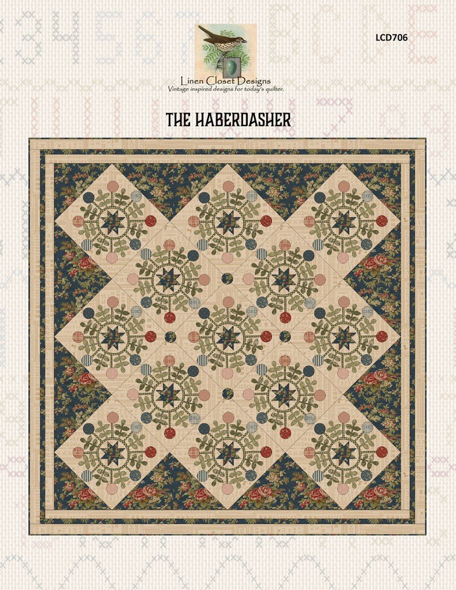 The Haberdasher Quilt Pattern by Dawn Heese — Appliqué, 78" × 78" - QuiltingJoyPDX