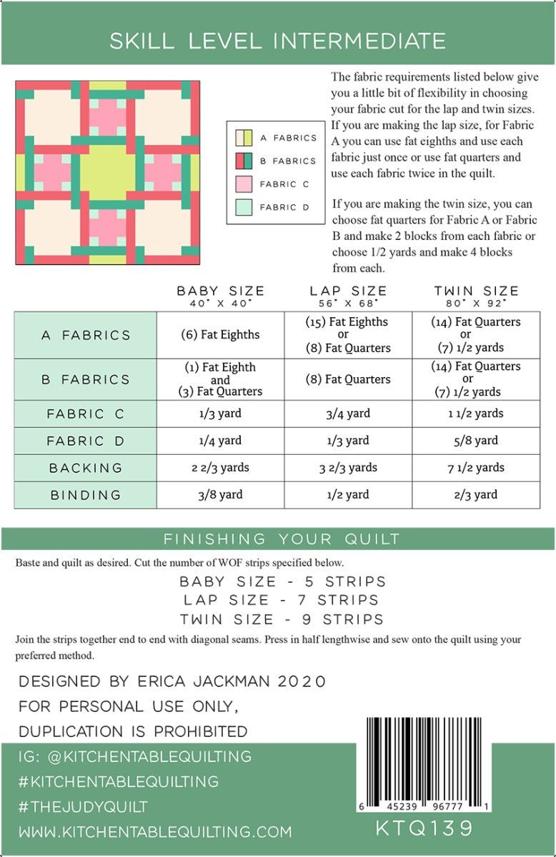 The Judy Quilt Pattern - QuiltingJoyPDX