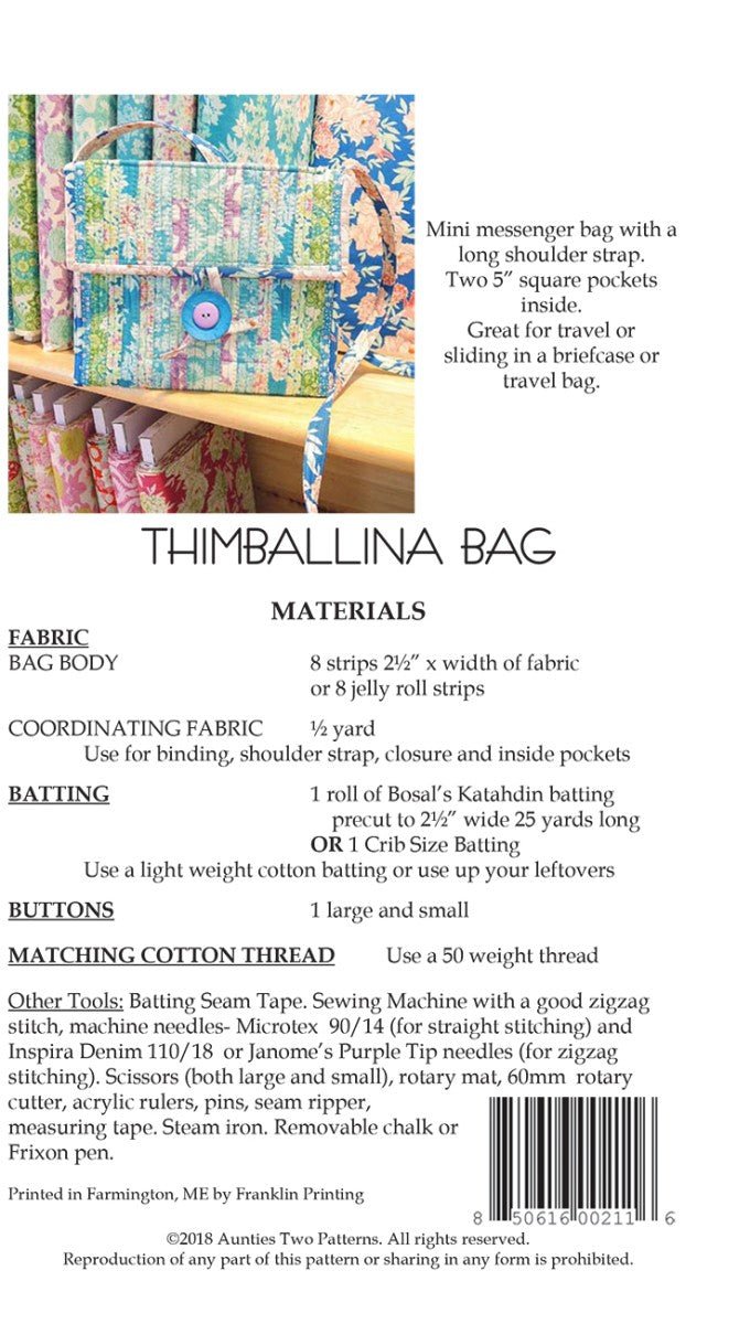 Thimballina Bag Pattern - QuiltingJoyPDX
