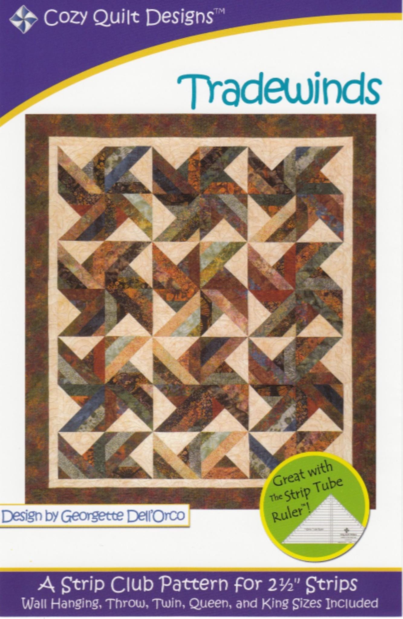 Tradewinds Quilt Pattern by Georgette Dell'Orco from Cozy Quilt Designs includes 5 sizes - QuiltingJoyPDX