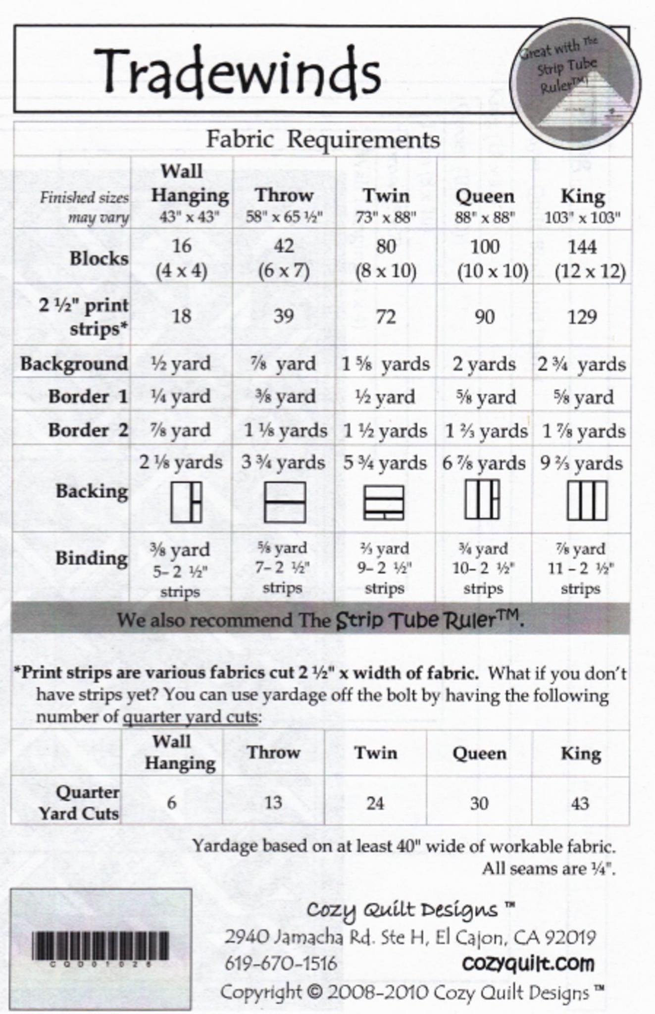 Tradewinds Quilt Pattern by Georgette Dell'Orco from Cozy Quilt Designs includes 5 sizes - QuiltingJoyPDX
