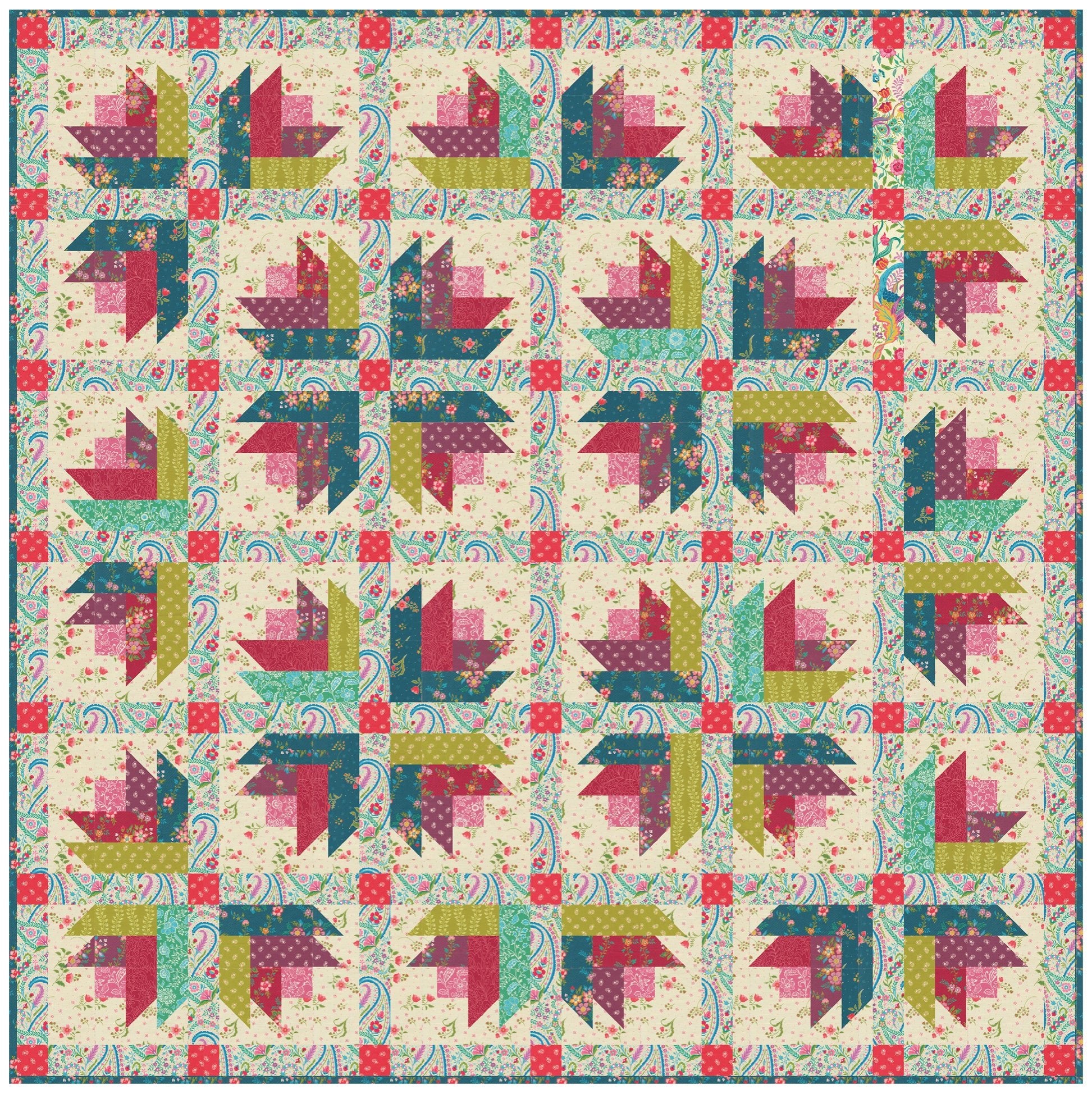 Tulip Trails Quilt Kit featuring Tilbury Garden by Crystal Manning for Moda - coming March 2027 - QuiltingJoyPDX