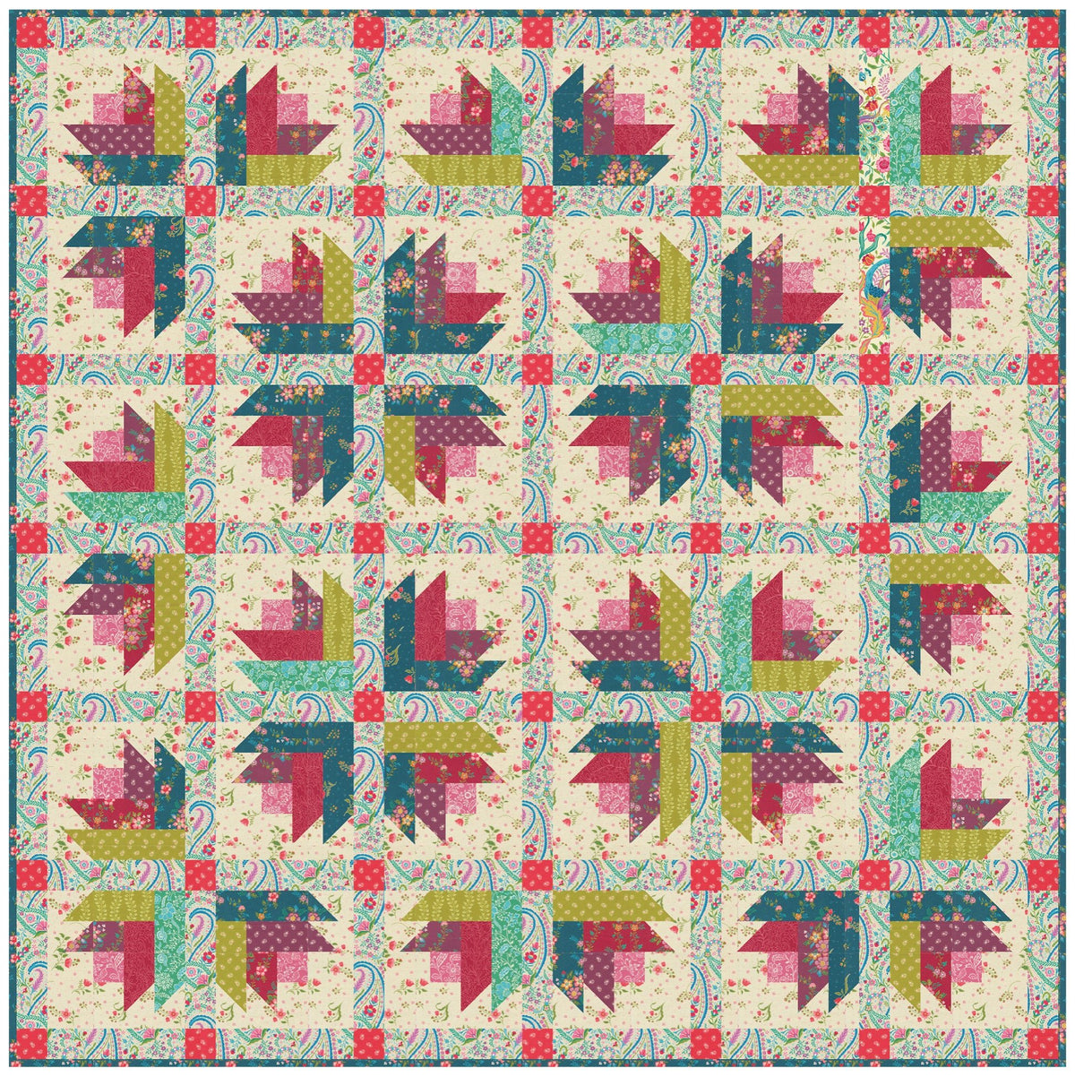 Tulip Trails Quilt Kit featuring Tilbury Garden by Crystal Manning for Moda - coming March 2027 - QuiltingJoyPDX